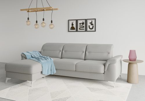sit&more Ecksofa »Sinatra«, mit Recamiere, optinal mit Kopfteilverstellung und Armteilfunktion oder Kopfteilverstellung, Armteilfunktion, Bettfunktion und Bettkasten, chromfarbene Metallfüsse