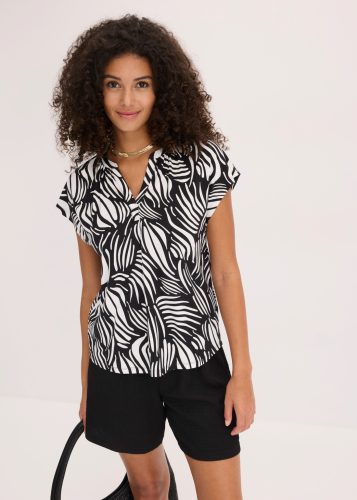 bonprix Henleyshirt aus Viskose und Elasthan, mit V-Ausschnitt, Kurzarm-Design