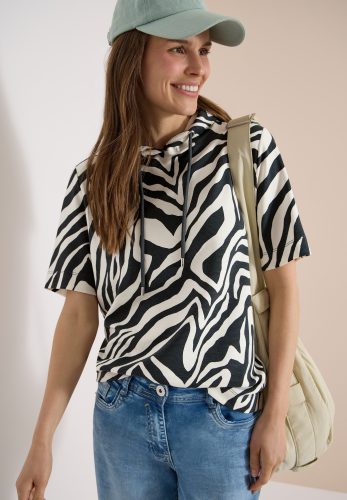 Cecil Kapuzensweatshirt, Kurzarm-Shirt mit Kapuze und Zebraprint