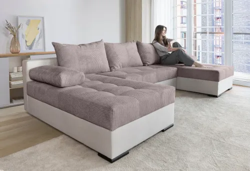 Collection Ab, COLLECTION AB Wohnlandschaft "Josy U-Form, B: 269 cm" Bettfunktion & Bettkasten, Federkern