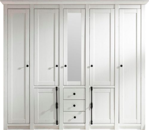 HOME AFFAIRE, Home affaire Kleiderschrank »California Landhaus Wäscheschrank mit Spiegel, 147 oder 236cm breit«, INKLUSIVE komplette Innenausstattung, mit einzigartigen Griffen