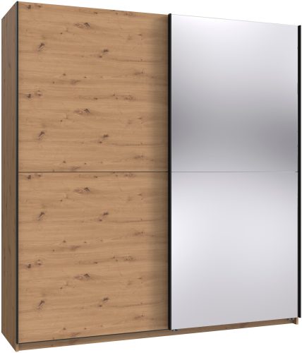 Wimex, Wimex Kleiderschrank »Mugano, B/T/H 135 oder 180/65/198cm, Made in Germany«, (wähle Deine Ausstattung: Basic oder Premium!), 2 Schwebetüren mit oder ohne Spiegel, Metallgriffe