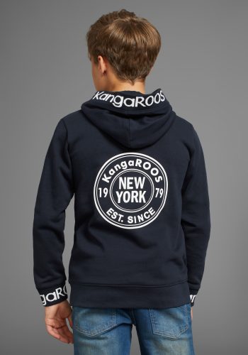KangaROOS, KangaROOS Kapuzensweatshirt »Rückendruck«, und Logo-Schriftzüge an Bündchen