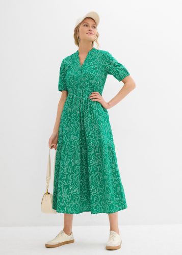 bonprix Midikleid körperumspielende Form, mit Henleykragen, Halbarm-Design