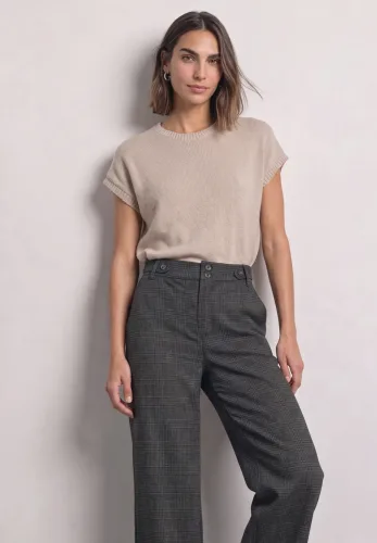 Street One, High Waist Wide Leg Hose mit Karomuster