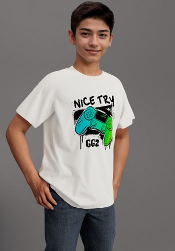 KIDSWORLD, KIDSWORLD T-Shirt »Gamer-Druck: NICE TRY«, cooler Gamer-Print