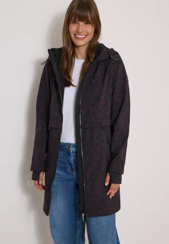 cecil, Softshell Mantel mit Kapuze und Leo-Muster