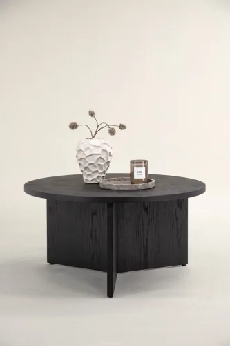 VE DESIGN, Moderner Couchtisch „Saltö“ Ø 65 cm Schwarz VE DESIGN