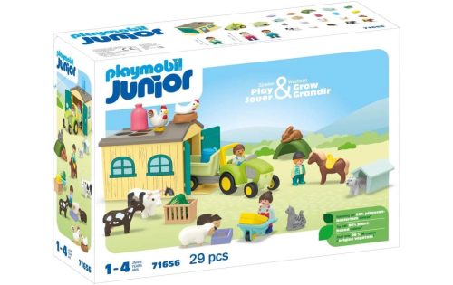 71656 Junior: Bauernhof-Abenteuer mit Traktor, Anhänger und tierischen Freunden, Konstruktionsspielzeug
