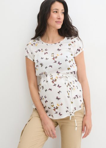 bonprix Umstandsbluse figurumspielende Passform, mit kurzem Arm, mit Bindeband