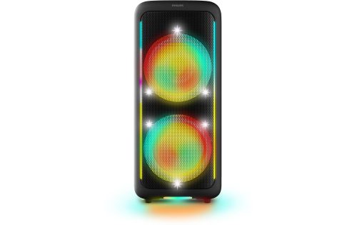 Philips, Philips Party-Lautsprecher "TAX5000E" Stereo (Bluetooth Bass- und Lautstärkeregelung  Beleuchtungseffekte  Extra Bass  Kabellos  Karaoke-fähig  Lautstärkeanpassung  Sprachsteuerung über das Smartphone  USB-Aufnahme 100 W)
