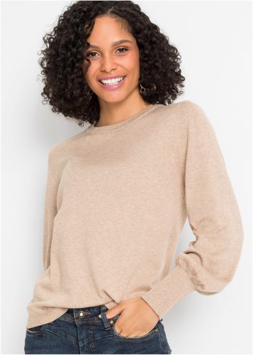 bonprix Strickpullover aus weichem Viskose-Feinstrick, mit Ballon-Ärmeln mit breiten Bündchen