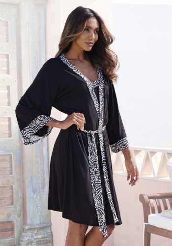 Lascana, LASCANA Kimono, mit gemusterter Kontrastblende