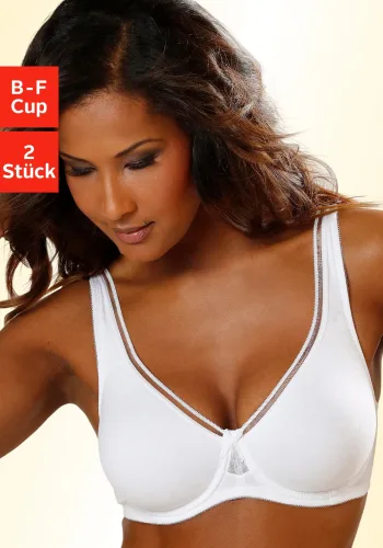 Petite Fleur By Lascana, petite fleur by Lascana Minimizer-BH Packung, mit Bügel, Baumwolle, mit nahtlosen Cups, T-Shirt-BH, grosse Grössen