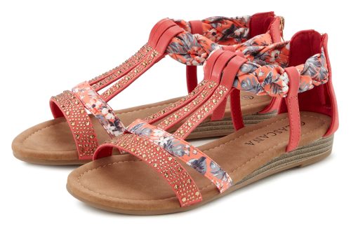 Lascana, LASCANA Sandale, Sandalette, Sommerschuh mit Verzierung und kleinem Keilabsatz VEGAN