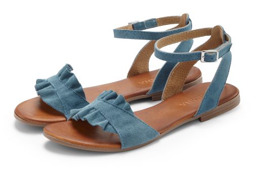 Lascana, LASCANA Sandale "offener Schuh," Sandalette, Sommerschuh aus hochwertigem Leder mit kleinen Rüschen