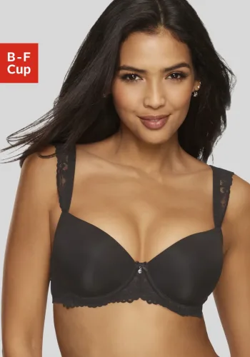 Lascana, LASCANA Schalen-BH "Flora" mit wunderschönen Spitzenträgern und edlem Glitzeraccessoire, Dessous