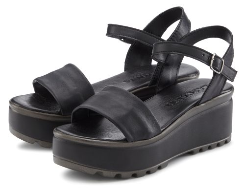 Lascana, LASCANA Sandalette "Riemchensandalette, Sandale, Sommerschuh, offener Schuh," NEU aus Leder mit Keilabsatz
