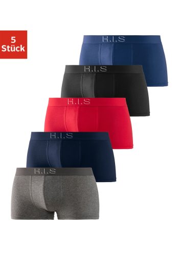 H.I.S, H.I.S Hipster Packung, 5 Stk. knapp sitzende Boxershorts am Webbund mit Logoschriftzug mit 3D Effekt