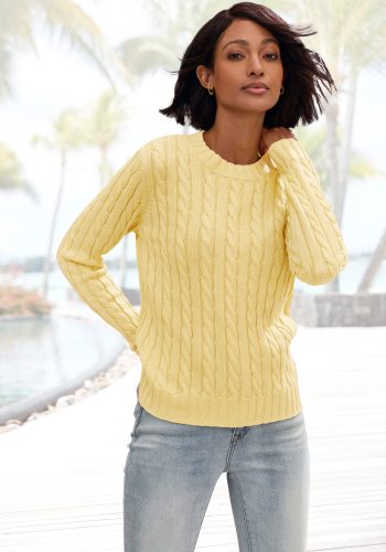 Lascana, LASCANA Rundhalspullover mit Zopfstrickmuster, gemütlicher Strickpullover, klassisch