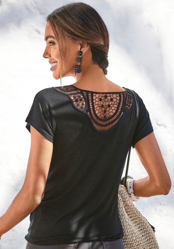 VIVANCE, Vivance T-Shirt, mit weicher Häkelspitze im Rücken