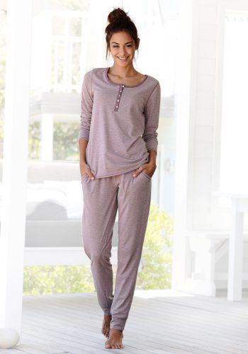 ARIZONA, Arizona Pyjama Set, 2 tlg. in melierter Qualität mit Knopfleiste