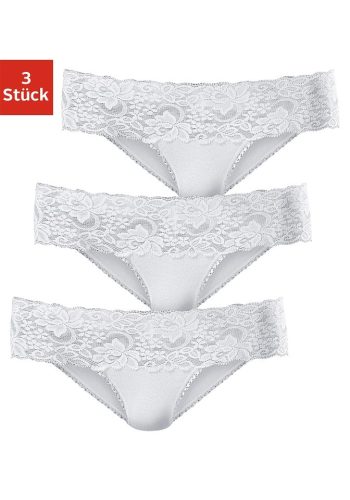Vivance, Vivance Brasilslip 3er-Pack, aus elastischer Baumwolle mit floraler Spitze
