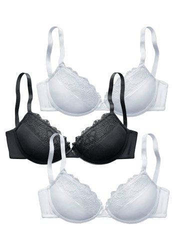 Petite Fleur, petite fleur Push-up-BH Packung, 3 Stück, mit Bügel im attraktiven Multipack, Dessous