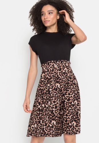 Lascana, LASCANA Jerseykleid mit Gummibund und Rüschenkante in der Taille, Leoprint