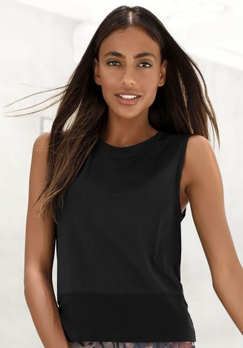 Lascana Active, LASCANA ACTIVE Kurzarmshirt "Tropical" mit breitem Rippeinsatz