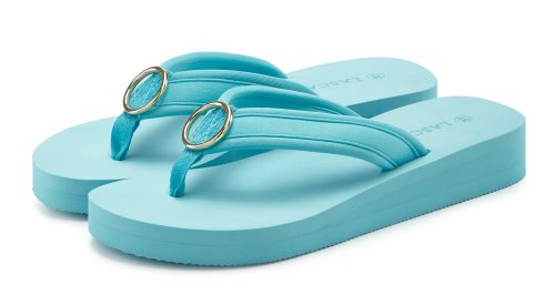 Lascana, LASCANA Badezehentrenner "Sandale, Badeschuh, Pantolette, Badelatsche, Flip Flop, Sommerschuh," Zehentrenner mit Ringapplikation "Italy" VEGAN