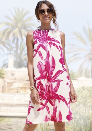 Lascana, LASCANA Druckkleid "mit sommerlichem Allover-Print aus Webware" Ohne Taschen modisches Sommerkleid, lockere Strandkleid, Kleid in lockerer Form