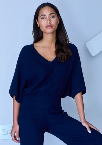 Copenhagen Studios, Copenhagen Studios Fledermausshirt aus hochwertiger, feiner Rippe, Loungewear