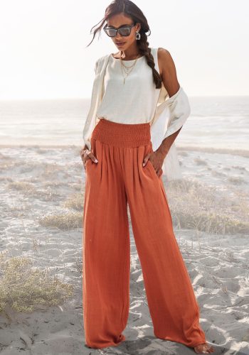 French Connection, French Connection Leinenhose mit gerafftem Bund, weite Palazzohose für den Sommer