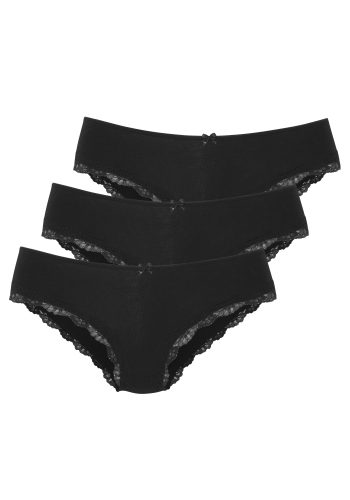 Lascana, LASCANA Slip 3er-Pack, aus elastischer Baumwolle mit zarter Spitze