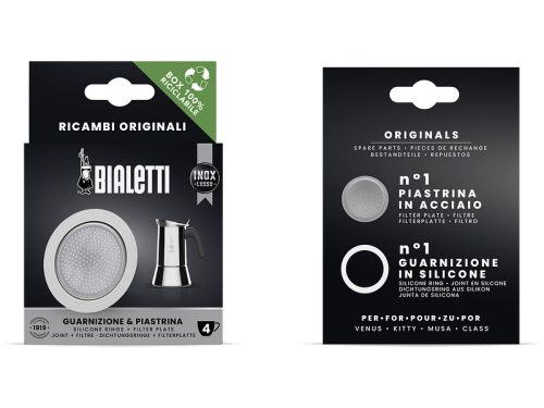 Bialetti - Kaffeekanne Set Dichtung + Filter, 65mm, Chrom