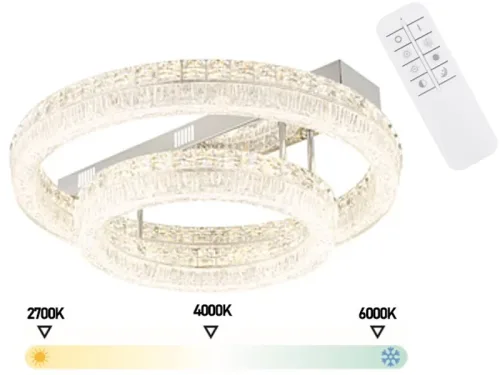 Deckenlampe LAUREL variable Intensität 60cm 60W silberfarben