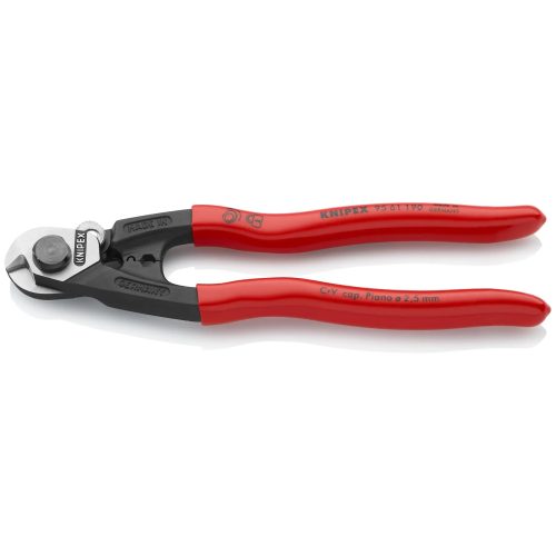 Knipex, Knipex 95 61 190 Drahtseilschere Geeignet für (Abisoliertechnik) Alu- und Kupferkabel, ein- und mehrdrähtig, mittelharte