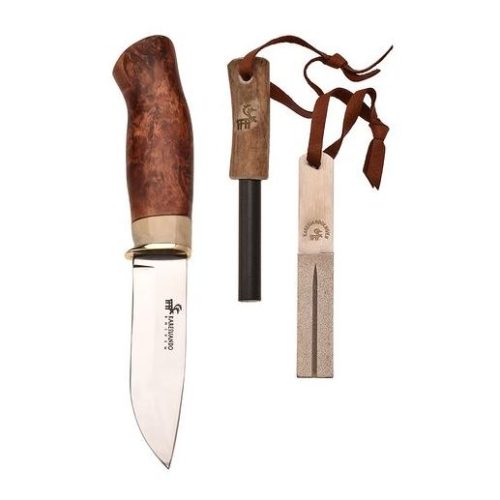 Karesuando Survival  - Jagdmesser mit Diamantschleifstein, Feuerstahl und Lederscheide