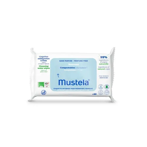 Mustela, Mustela kompostierbare Feuchttücher mit Wasser (60 Stk)