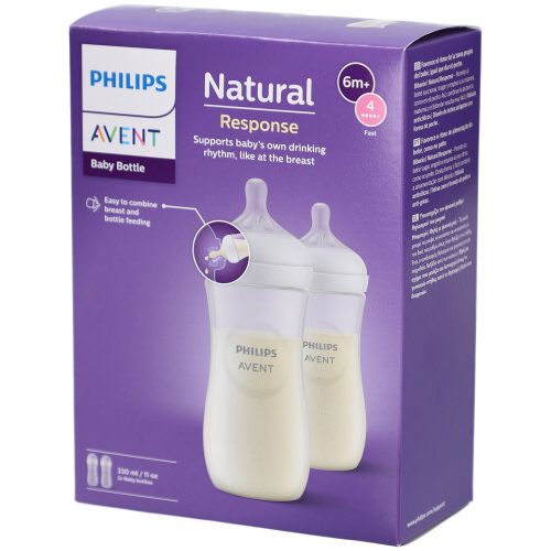 PHILIPS AVENT, 2er-Pack Babyflasche Natural Response, 330ml, ab 3M