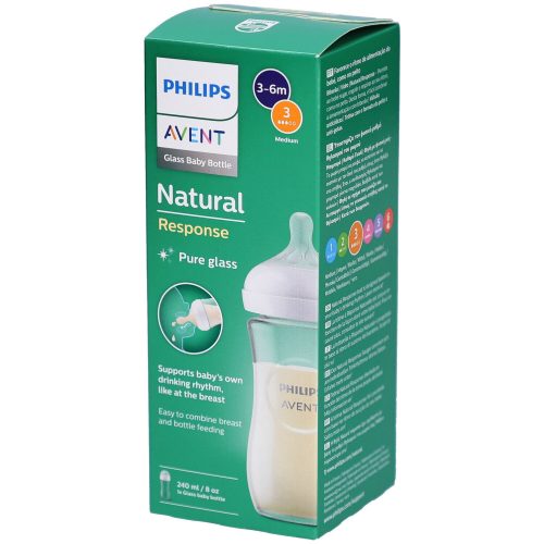 PHILIPS AVENT, Babyflasche Natural Response, Glas, 240ml, ab 1M