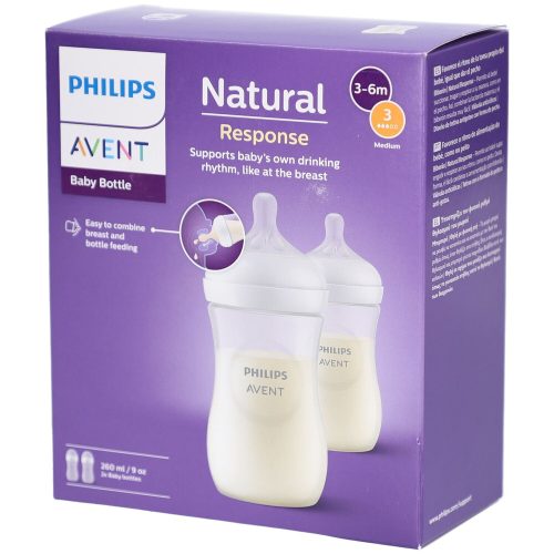 PHILIPS AVENT, 2er-Pack Babyflasche Natural Response, 260ml, ab 1M