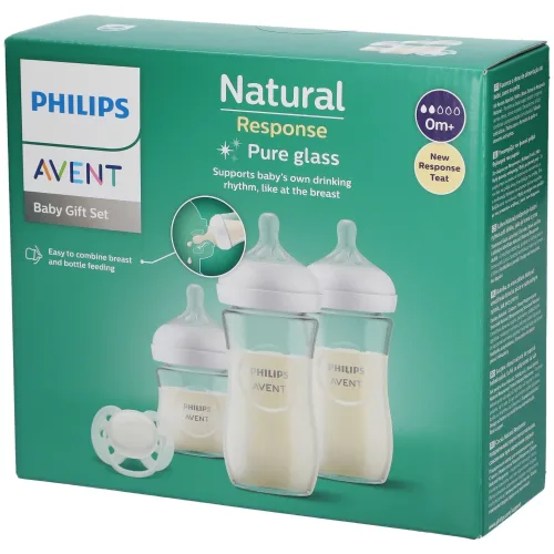 PHILIPS AVENT, 4-tlg Babyflaschen-Set, Natural Response, Glas, ab Geburt