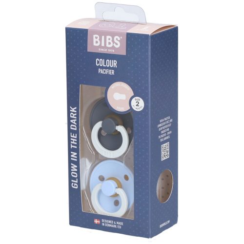 BIBS, BIBS® Schnuller Colour Iron Glow/Baby Blue Glow 6-18 Monate, 2 Stk.