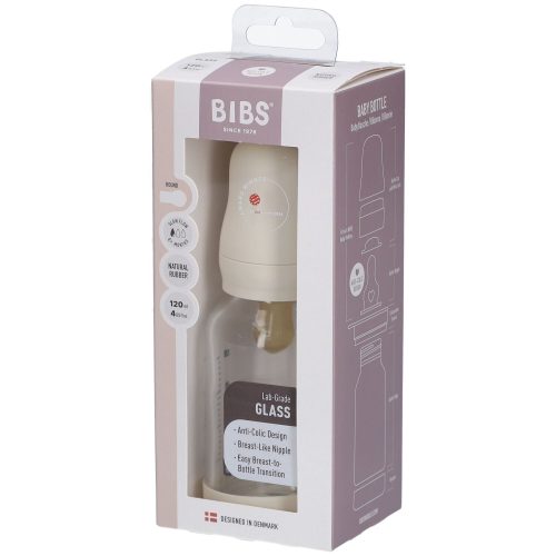 BIBS, Babyflasche aus Glas, 120 ml, ab 0M