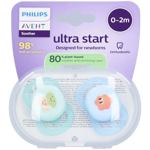 Philips Avent Ultra Start Schnuller 0-6 Monate, Grün/Blau Design
