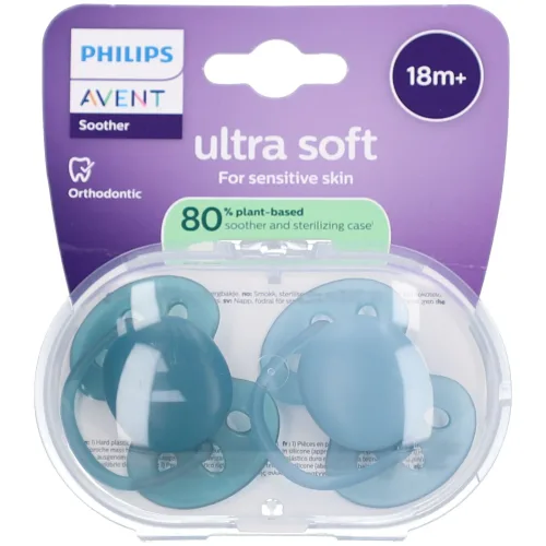 Philips Avent Ultra Air Sucette +18m Soft bleu/vert