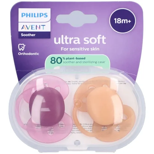Philips, Philips Avent Schnuller Ultra Soft 18+ Monate dunkelrot/ocker 2 Stk