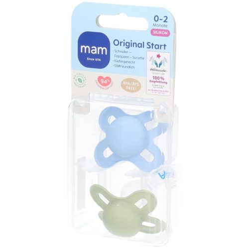 MAM Original Start Silikon-Schnuller 0?2 Monate Blau/Grün